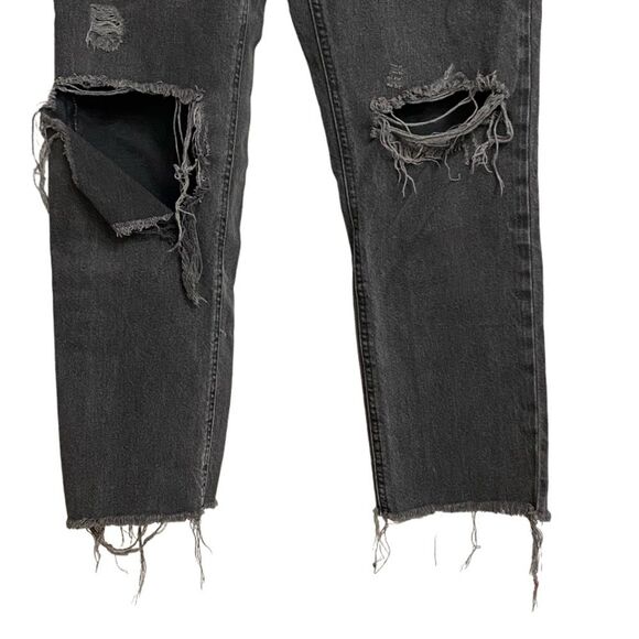 Forever 21 High Waist Mom Jeans Size 25 Faded Black Ripped Distressed Grunge - Picture 4 of 16